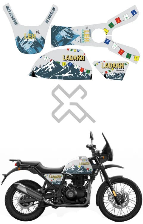Ladakh Edition Full Body Sticker Compatible with Himalayan 411 | Made In Premium Gloss Vinyl With FPF(Fade Protection Film), Water Proof, Precut Sticker, Pack Of 1 Compatible with Both Side